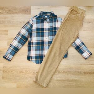 Crewcuts Flannel Shirt and Corduroy Pants Outfit